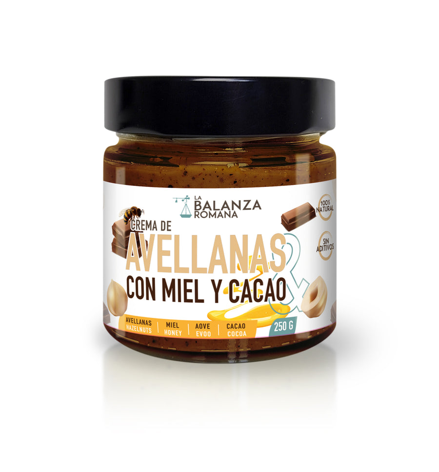 Crema natural de Avellanas, Cacao, Miel y AOVE - 250gr